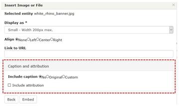 How to choose to display the caption and attribution